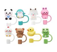 AVUELOI Accessori per cannuccia per Stanleey Cup, 8 pezzi, in silicone antipolvere, copertura per cannucce, coperture antipolvere in silicone per cannucce da 10 mm, tazze non incluse, 8 animale