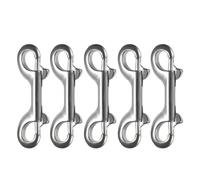 AVUELOI Moschettoni doppi in argento, 5 pezzi, a doppio moschettone, in acciaio inox, a doppio moschettone, durevole, 8,8 cm, gancio a scatto per collegamenti di corde, guinzagli per cani