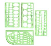 AVUELOI Stencil a cerchio per disegno, 4 pezzi, stencil geometrici per misurare in plastica, righelli, strumento per disegnare artigianato riutilizzabile, ideale per insegnanti, designer e ingegneria