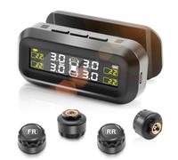 Avutrel 0-3.5Bar Sistema di Monitoraggio della Pressione dei Pneumatici TPMS Wireless Solar, con Ricarica USB, 4 Gomme Sensori Esterni 5 Modalità di Allarme per Auto Car SUV