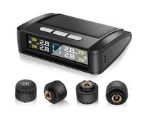 Avutrel 0-6 bar Sistema di Monitoraggio della Pressione dei Pneumatici TPMS con 4 Gomme Sensore Esterni degli Pneumatici 5 Modalità di Allarme, Universale ad Energia Solare per Auto SUV Caravan