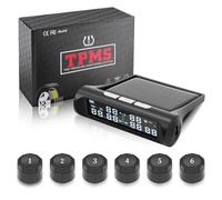 Avutrel TPMS 9,9bar(144psi) Sistema di Controllo della Pressione dei Pneumatici con 6 Sensori Esterni, Ricarica Solare e USB, 6 Gomme modalità di Allarme per Camion, Roulotte