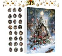 Avvento Con Ornamenti A Forma Di Animali - Calendario Con Conto Alla Rovescia In Acrilico 2D Per Divertimento Natalizio Di 24 Giorni, Design Divertente Con Foro Per L'albero, Decorazioni Stagionali Ri