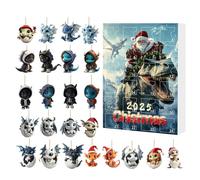 Avvento Del Drago Di Natale - Cucciolo Di Drago Acrilico Di 24 Giorni | Calendario Per Il Conto Alla Rovescia Di Natale Con Ornamenti Appesi 2D | Ciondolo Animale Per La Porta A Muro 'albero Per