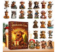 Avvento Della | Figure Tridimensionali,Set Di 24 Decorazioni Natalizie Con Highland - Per Maniglia Della Porta Comodino Libreria Banco Espositore Festa Fattoria