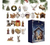 Avvento della Natività di Natale 2025 - Set di ornamenti per decorazioni natalizie in acrilico 2D di 24 giorni, visualizzazione della scena della nascita di Gesù, conto alla rovescia festivo |