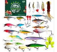 Avvento Della pessca - Calendario dells'avvento Della pessca 30,3x23,3x3,5 Cm | Esche Conto Alla Rovescia Per Natale | Set Di Esche Acriliche Da 24 Giorni | Pescatore D'acqua Salata D'acqua dolces