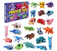 Avvento Natale 2025 - Scatola stampata tridimensionale, mini creature divertenti mobilitate, serie di giocattoli quotidiani da aprire per 24 giorni | Calendario festivo per il pubblico giovane, accomp