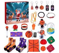 Avvento Sportivo - Portachiavi Con Pallone Da 24 Giorni | Pallacanestro Per Il Conto Alla Rovescia Delle Vacanze Di Natale 27x24,5x5 Cm | Per I Premi Scolastici Per La Celebrazione Delle Festività Del