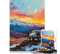 Avventura al tramonto in montagna con SUV Puzzle da 1000 pezzi per adolescenti Gioco di puzzle per lo sviluppo delle capacità di ragionamento Divertimento condiviso Taglio preciso Decorazione murale