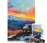 Avventura al tramonto in montagna con SUV Puzzle per ragazzi da 1000 pezzi Gioco di logica stimolante Divertimento condiviso Bordi trasparenti Regalo perfetto (50x75cm)
