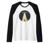 Avventura aliena con UFO divertente che trasmette un vestito da gatto Maglia con Maniche Raglan