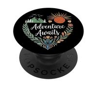 Avventura Attende Natura Montagna All'aperto Amante Escursionista PopSockets PopGrip Adesivo