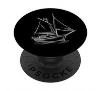 Avventura in barca a vela in silhouette elegante marinaio PopSockets PopGrip Adesivo