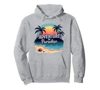 Avventura in Paradiso Tropical Beach Tramonto Felpa con Cappuccio, Unisex per Adulti, Grigio Melange, XXL