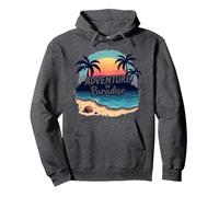 Avventura in Paradiso Tropical Beach Tramonto Felpa con Cappuccio, Unisex per Adulti, Grigio Scuro, M
