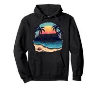 Avventura in Paradiso Tropical Beach Tramonto Felpa con Cappuccio, Unisex per Adulti, Nero, M