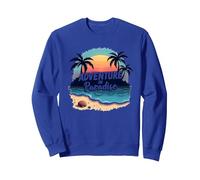 Avventura in Paradiso Tropical Beach Tramonto Felpa, Unisex per Adulti, Blu Reale, XL
