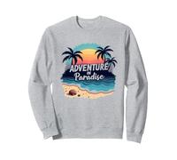 Avventura in Paradiso Tropical Beach Tramonto Felpa, Unisex per Adulti, Grigio Melange, XL