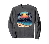 Avventura in Paradiso Tropical Beach Tramonto Felpa, Unisex per Adulti, Grigio Scuro, XXL