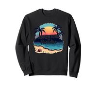Avventura in Paradiso Tropical Beach Tramonto Felpa, Unisex per Adulti, Nero, XL