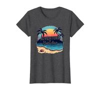 Avventura in Paradiso Tropical Beach Tramonto Maglietta, Donna, Grigio Scuro, L
