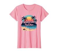 Avventura in Paradiso Tropical Beach Tramonto Maglietta, Donna, Rosa, XL