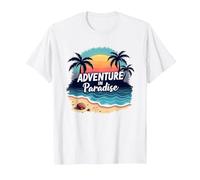 Avventura in Paradiso Tropical Beach Tramonto Maglietta, Uomo, Bianco, 6XL