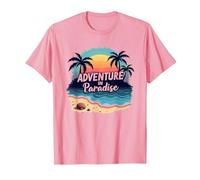 Avventura in Paradiso Tropical Beach Tramonto Maglietta, Uomo, Rosa, L