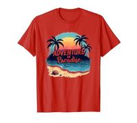 Avventura in Paradiso Tropical Beach Tramonto Maglietta, Uomo, Rosso, XXL