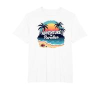 Avventura in Paradiso Tropical Beach Tramonto Maglietta, Uomo Taglie Grandi, Bianco, 6X Tall