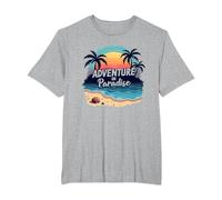 Avventura in Paradiso Tropical Beach Tramonto Maglietta, Uomo Taglie Grandi, Grigio Melange, 4X Tall