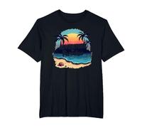 Avventura in Paradiso Tropical Beach Tramonto Maglietta, Uomo Taglie Grandi, Nero, 3X Tall