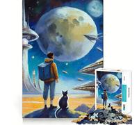 Avventura spaziale con un gatto - Puzzle da 1000 pezzi per ragazzi - Migliora la memoria - Rilassante e confortevole - Taglio preciso - Regalo festivo (38x52cm)