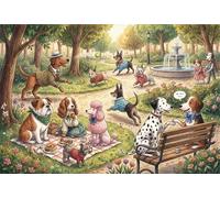 Avventure al Parco per Cani Puzzle 1000 Pezzi,Cartone Di Qualità,Antistress,Sfida Impossibile,Adulti E Ragazzi,Gioco Educativo,Decorazione Casa,Idea Regalo,dai 14 Anni 52x38cm