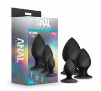 Blush Anal Adventures Platinum Silicone Stout Plug Kit Black