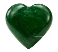 Avventurina verde scuro Pietra di palma con cuore di cristallo - Pietra da massaggio tascabile per il bilanciamento naturale dei chakra del corpo, guarigione Reiki e griglia di cristallo