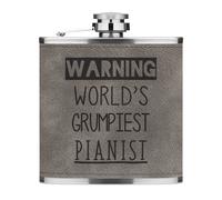 Avvertenza World's Grumpiest Pianista 170ml Simil Pelle Hip Flask Grigio Best