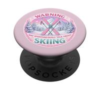 Avvertimento Può Parlare Spontaneamente Di Sciare Donna Sciatore Sci PopSockets PopGrip Adesivo