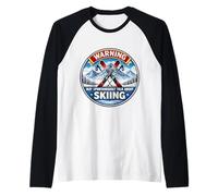 Avvertimento può Parlare Spontaneamente di Sciare Sciatore Divertente Sci Maglia con Maniche Raglan