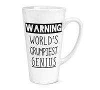 Avvertimento World's Grumpiest Genius 483ml Grande Latte Tazza Funny Best Clever