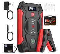 Avviatore Batteria Auto, 1800A Portatile Avviatore Emergenza, Pompa D'aria Elettrica, Booster Avviamento Auto Per Motori a Benzina Fino a 7.0LGes o 5.5LDiesel 12V Avviatore di Emergenza, Jump Starter