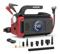 Avviatore di emergenza con compressore,7000A & 150PSI con pompa di gonfiaggio e sgonfiaggio, Avviatore Batteria Auto 11 in 1 (All Gas/12.0L Diesel)), pacco di avviamento di emergenza da 12V(ACEZUK)
