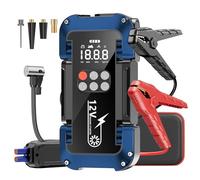 Avviatore Emergenza per Auto con Compressore 150PSI, 4000A Starter Batteria Auto 12V per 9.0L Benzina e 8.0L Diesel Motori, Booster Avviamento con Torcia, Ricarica USB