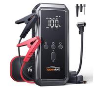 Avviatore Emergenza per Auto con Compressore 150PSI 5000A 21800mAh, YaberAuto Booster Avviamento Auto/Moto per 9.0L Gas/8.0L Diesel, 12V Starter Batteria con Ricarica Rapida 18W,Uscita DC 160W,Torcia