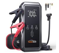 YaberAuto Avviatore Emergenza per Auto 4000A e Ricarica Rapida 18W, Booster Avviamento Auto/Moto con Compressore 150PSI, 12V Starter Batteria (9.0L Gas/8.0L Diesel),Uscita DC 160W,Torcia,LCD