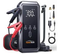 YaberAuto Avviatore Emergenza per Auto 4000A e Ricarica Rapida 18W, Booster Avviamento Auto/Moto con Compressore 150PSI, 12V Starter Batteria (9.0L Gas/8.0L Diesel),Uscita DC 160W,Torcia,LCD