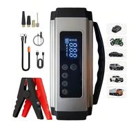 Avviatore portatile per auto 3000A con compressore d'aria - Booster batteria 12V, indicatori LED, uscita di ricarica USB veloce, multi-protezione, include cavi per avviamento, pompa d'aria e adattator