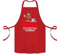 Avvio Parlando About Pesca Divertente Pescatore Cotone Grembiule 100% Biologico