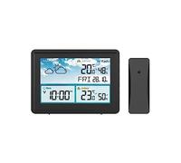 Avvisi Della Stazione Meteorologica A Colori Wireless Ampio Display LCD Misuratore Di Umidità Della Temperatura Previsioni Del Tempo Orologio Da Tavolo Da Parete Monitor Accurato(Black)